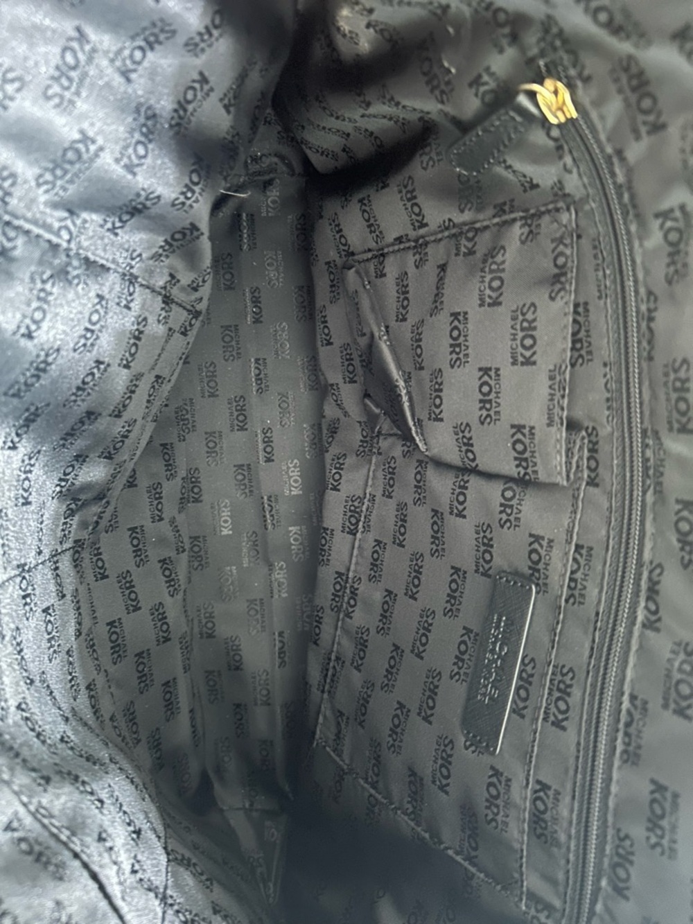 Michael Kors Black & White Stripe Tote Bag with Gold Plaque - Picture 3 of 3